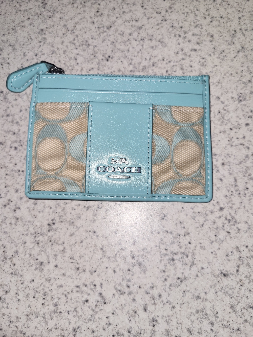Coach Light Blue and Cream Signature Shoulder Hobo with Card Case - Picture 3 of 4
